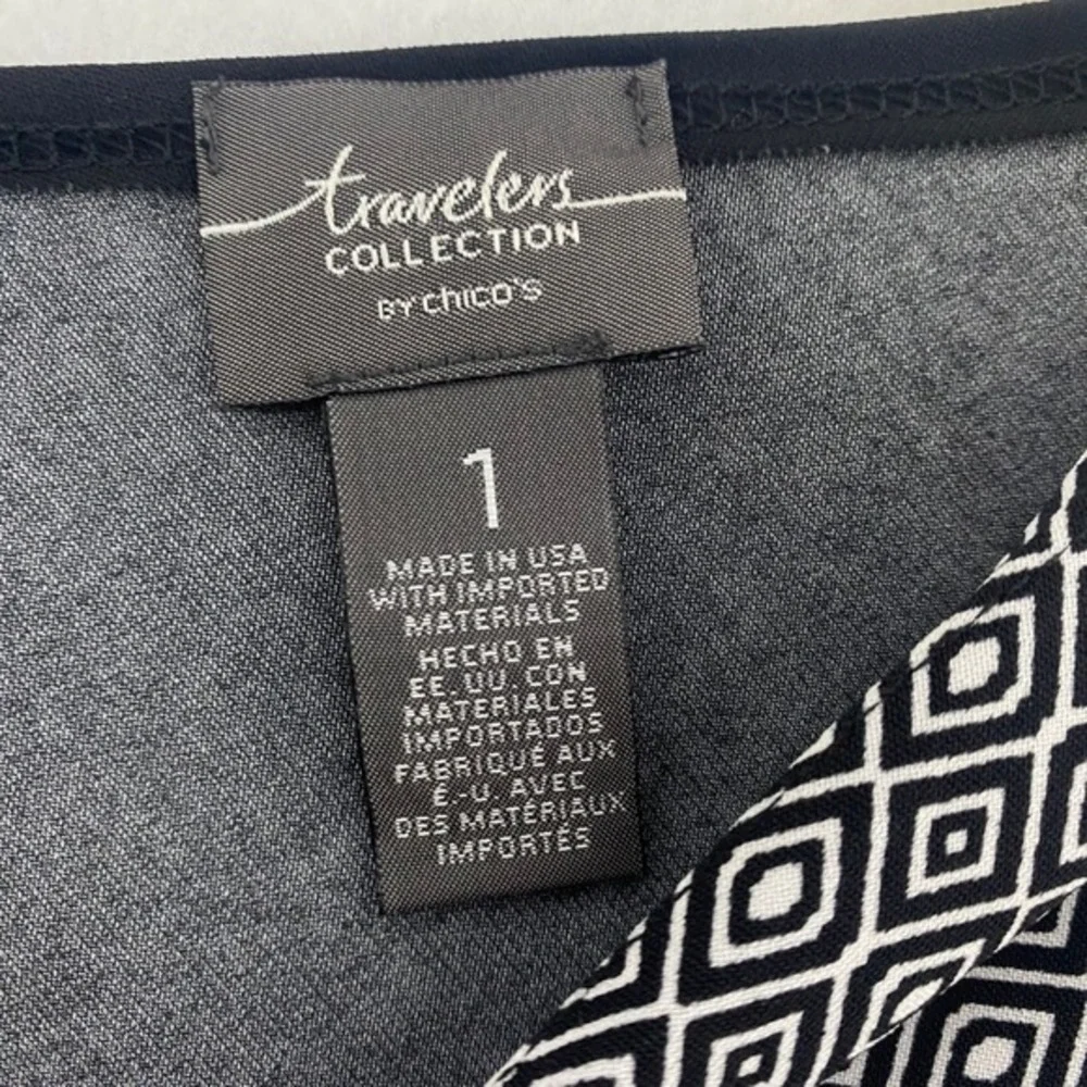Chico's Travelers Collection 1 Asymmetrical Tunic‎ Floral Stripe Geo Print